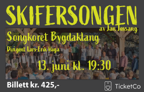 Plakat skifersongen. Foto lenker til billettsalg. 