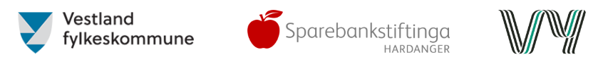 logo til vestland fylkeskommune, sparebankstiftinga hardanger og Vy