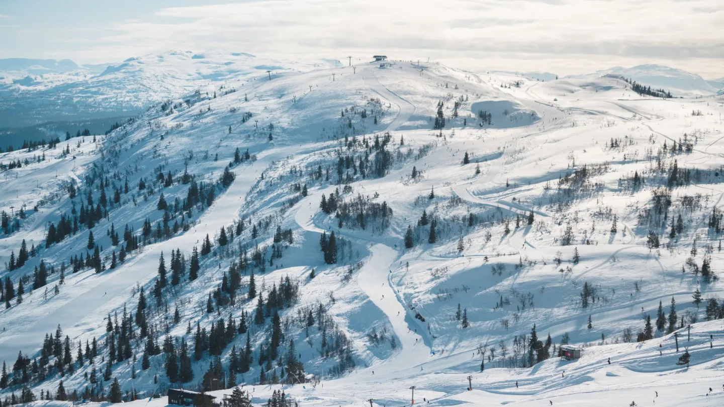 Oversiktsfoto over anlegget og løyper Voss Resort 